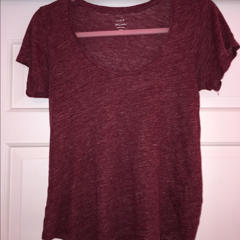 J Crew scoop neck maroon tee